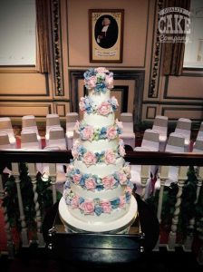 6 tier full flower rings blues and pinks wedding cake Tamworth West Midlands Staffordshire