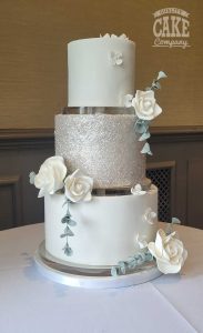 Acrylic Plates white glitter smaller scatter flowers three tier wedding Tamworth West Midlands Staffordshire