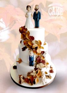 Autumnal leaves cascade with couple on top wedding Tamworth West Midlands Staffordshire