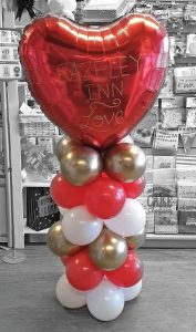 red heart love theme balloon column - Tamworth