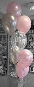 bunch of 7 pink and silver 18th birthday balloons - Tamworth