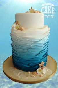 Beach Wave Sea themed two tier novelty wedding cake Tamworth West Midlands Staffordshire