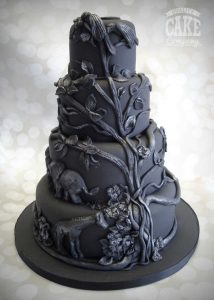 Black wedding cake safari animals jungle (Africa) four tier Tamworth West Midlands Staffordshire