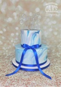 Blue two tier marble wedding cake Tamworth West Midlands Staffordshire