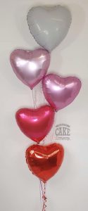 bunch of 5 valentine's heart balloons - tamworth