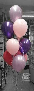 bunch of 10 pink purple latex birthday balloons - tamworth