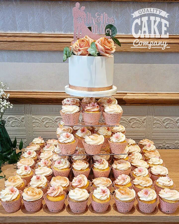 Cupcake tower blush pink rose gold wedding square stand Tamworth West Midlands Staffordshire