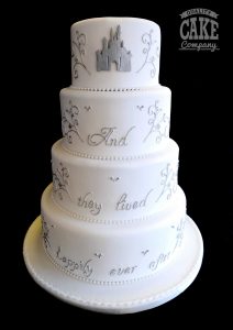 And they lived happily ever after silver Princess four tier wedding Tamworth West Midlands Staffordshire
