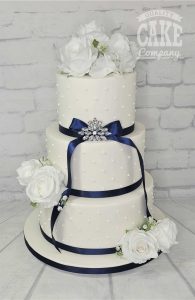 Drayton manor wedding cake upgrade package navy blue ribbon Tamworth West Midlands Staffordshire