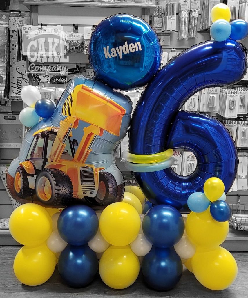 children's 6th birthday digger theme balloon display - Tamworth