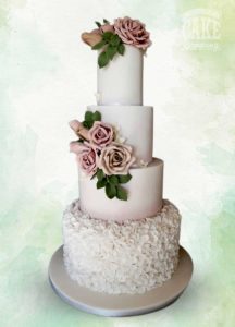 Softr ombre pink tall four tier wedding with dusky pink roses Tamworth West Midlands Staffordshire