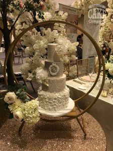 Four tier glitter floral ruffle wedding cake Tamworth West Midlands Staffordshire