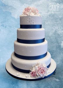 Four tier short wedding navy blue ribbon Tamworth West Midlands Staffordshire