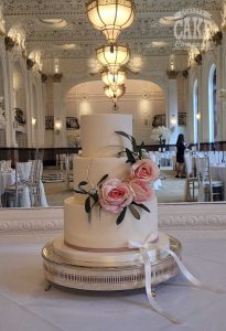 Grand Hotel classic ivory cake with hoop and roses wedding Tamworth West Midlands Staffordshire