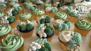 Green pretty piped cupcakes wedding cose up on table Tamworth West Midlands Staffordshire