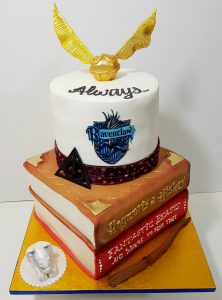two tier harry potter books theme cake - Tamworth
