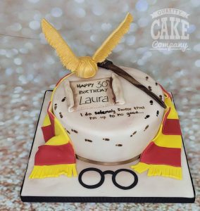 harry potter cake scarf snitch wand - birthday cake - tamworth