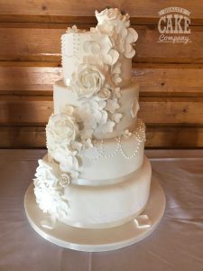 Ivory floral cascasde wedding four tier classic elegant Tamworth West Midlands Staffordshire