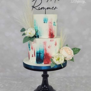 Jewel tones two tier buushed butter cream wedding cake Tamworth West Midlands Staffordshire