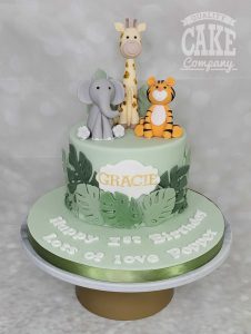 jungle animals first birthday cake - tamworth