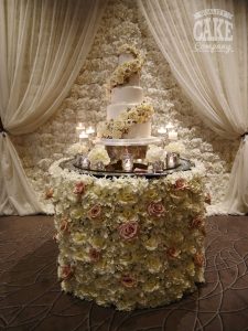 Large full floral wrap cascade of sugar flowers wedding cake Tamworth West Midlands Staffordshire