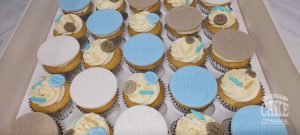 baby button blue brown cupcakes - Tamworth