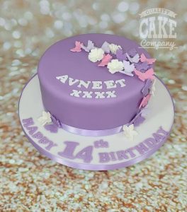 lilac floral butterfly cake - tamworth