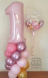 luxury number 1 balloon column and matching bubble balloon - Tamworth