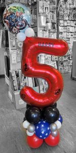 children's 5th birthday marvel theme balloon stack - Tamworth