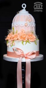 Mini bird cage peach wedding cake Tamworth West Midlands Staffordshire