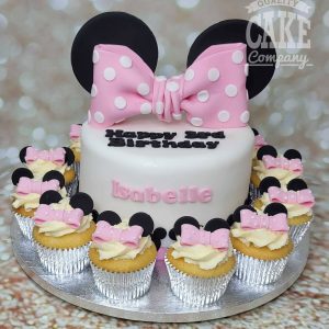 minnie mouse bow and ears cake with cupcakes - Tamworth