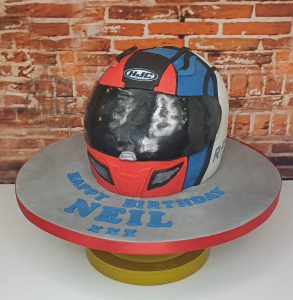 Motorcycle helmet novelty cake - Tamworth