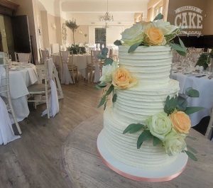 Moxhull hall ribbed buttercream three tier wedding cake Tamworth West Midlands Staffordshire