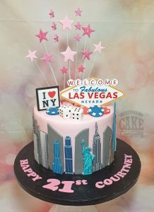 new york and las vegas theme birthday cake - tamworth