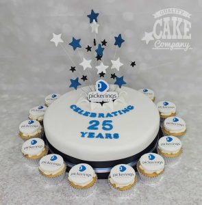 corporate 25th anniversary starburst cake - tamworth