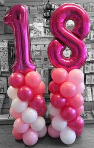 18th birthday balloon column pink - tamworth