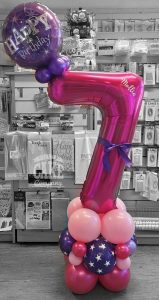 Pink and purple 7 mini column balloon displays - Tamworth