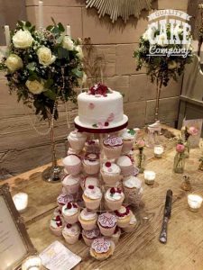 Pink and red kitsch cupcake tower wedding Tamworth West Midlands Staffordshire