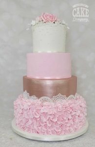 Pink and rose gold ruffle four tier Tamworth West Midlands Staffordshire