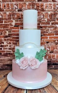 Pink and white roses hoop four tier classic wedding Tamworth West Midlands Staffordshire