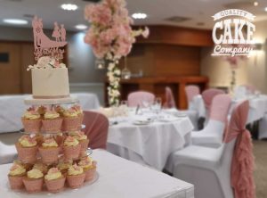 Pink wedding cupcake tower in venue Tamworth West Midlands Staffordshire