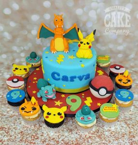 Pokemon charazard pickachu pokeball cake and cupcakes - Tamworth