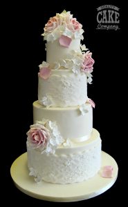 Pressed lace floral four tier wedding cake Tamworth West Midlands Staffordshire