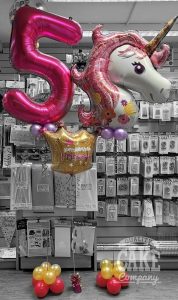 children's 5th birthday princess unicorn theme balloons - tamworth