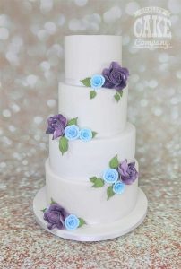 Purple and blue simple sug Tamworth West Midlands Staffordshirear flowers four tier wedding