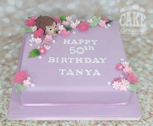 purple hedgehog floral cake - Tamworth
