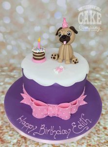 purple pug party birthday cake - tamworth