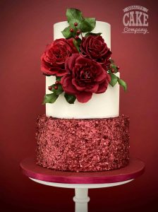 Red glitter wedding cake three tier Tamworth West Midlands Staffordshire