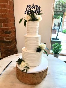 Ribbed buttercream super tall wedding cake three tier Tamworth West Midlands Staffordshire