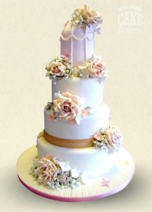 Bird cage wedding cake large roses and hessian ribbon wedding cake Tamworth West Midlands Staffordshire